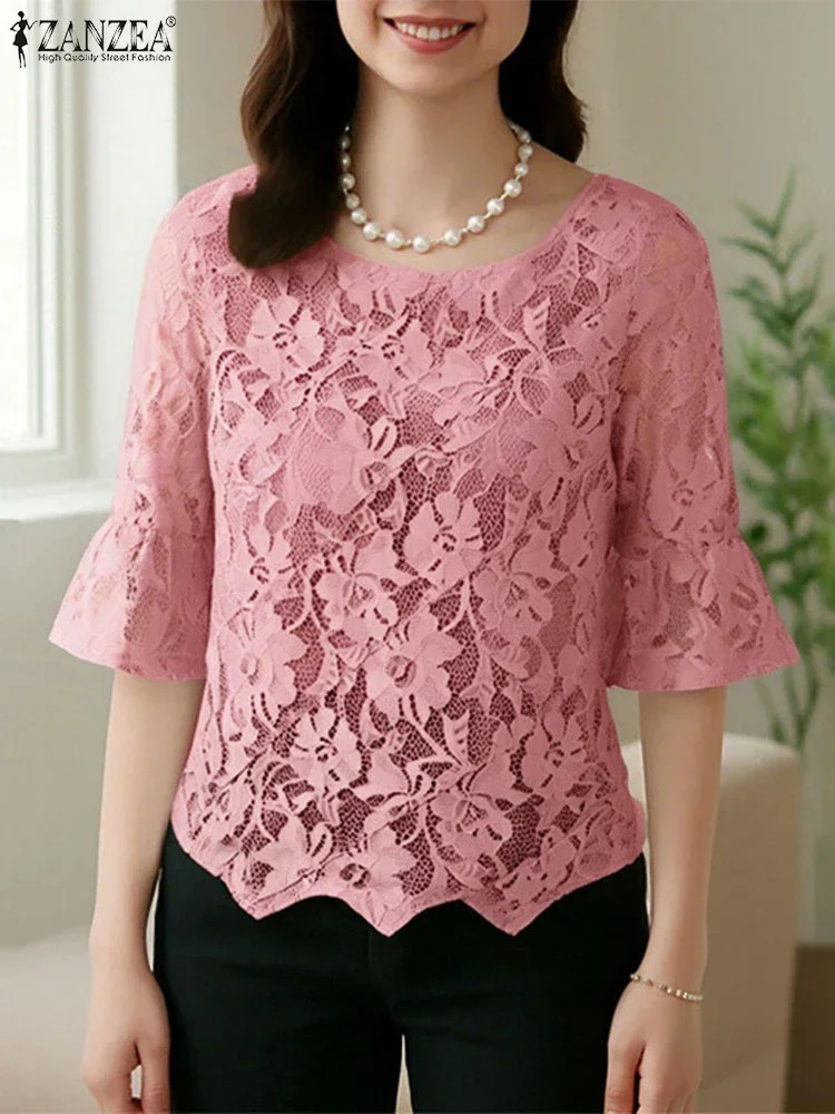 Women Tunic 3/4 Sleeve Patchwork Tops ZANZEA 2025 Summer Lace Blouses Casual Blusas Vintage Flare Sleeve Pullovers Oversized
Women Tunic 3/4 Sleeve Patchwork Tops ZANZEA 2025 Summer Lace Blouses Casual Blusas Vintage Flare Sleeve Pullovers Oversized