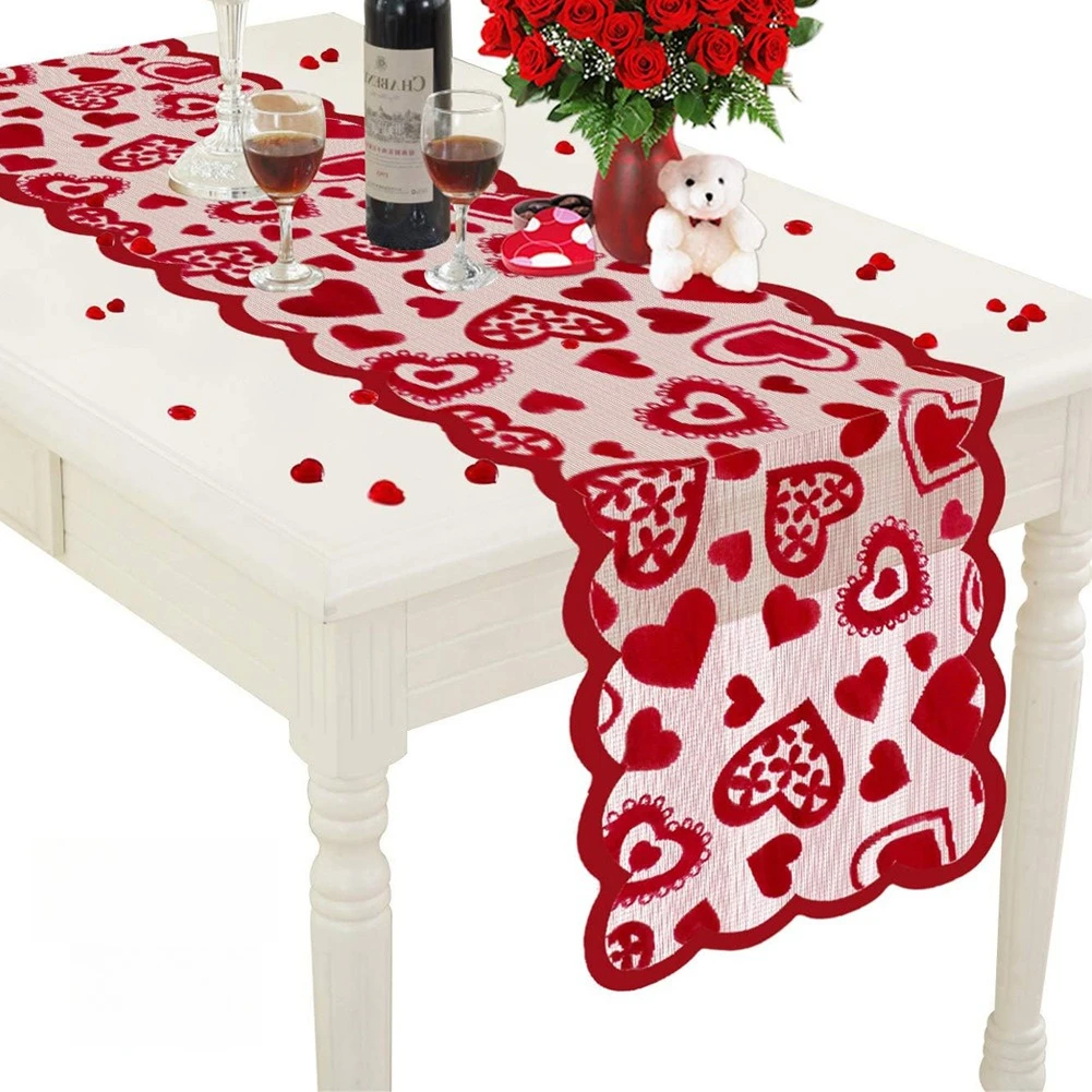 Valentines Day Decor Home Romantic Decorations Heart Shaped Table Runner,Red Lace Table Runner For Wedding Party
Valentines Day Decor Home Romantic Decorations Heart Shaped Table Runner,Red Lace Table Runner For Wedding Party