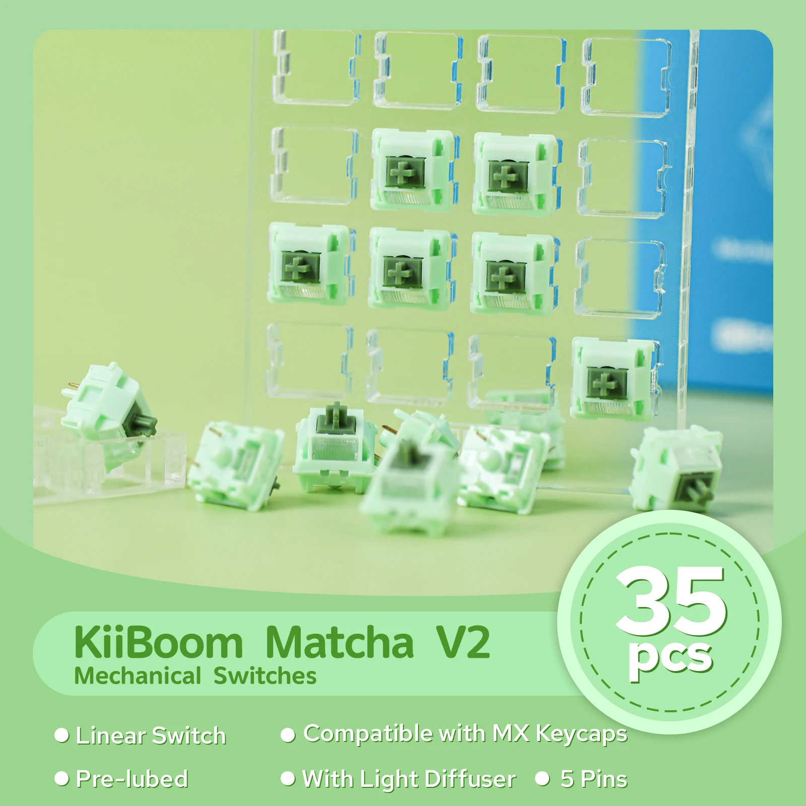 35 шт., переключатели KiiBOOM Matcha Latte V2, предварительно отопленный стержень LY, 5 контактов, линейные переключатели с рассеивателем света, совместимые с колпачками MX
35 шт., переключатели KiiBOOM Matcha Latte V2, предварительно отопленный стержень LY, 5 контактов, линейные переключатели с рассеивателем света, совместимые с колпачками MX