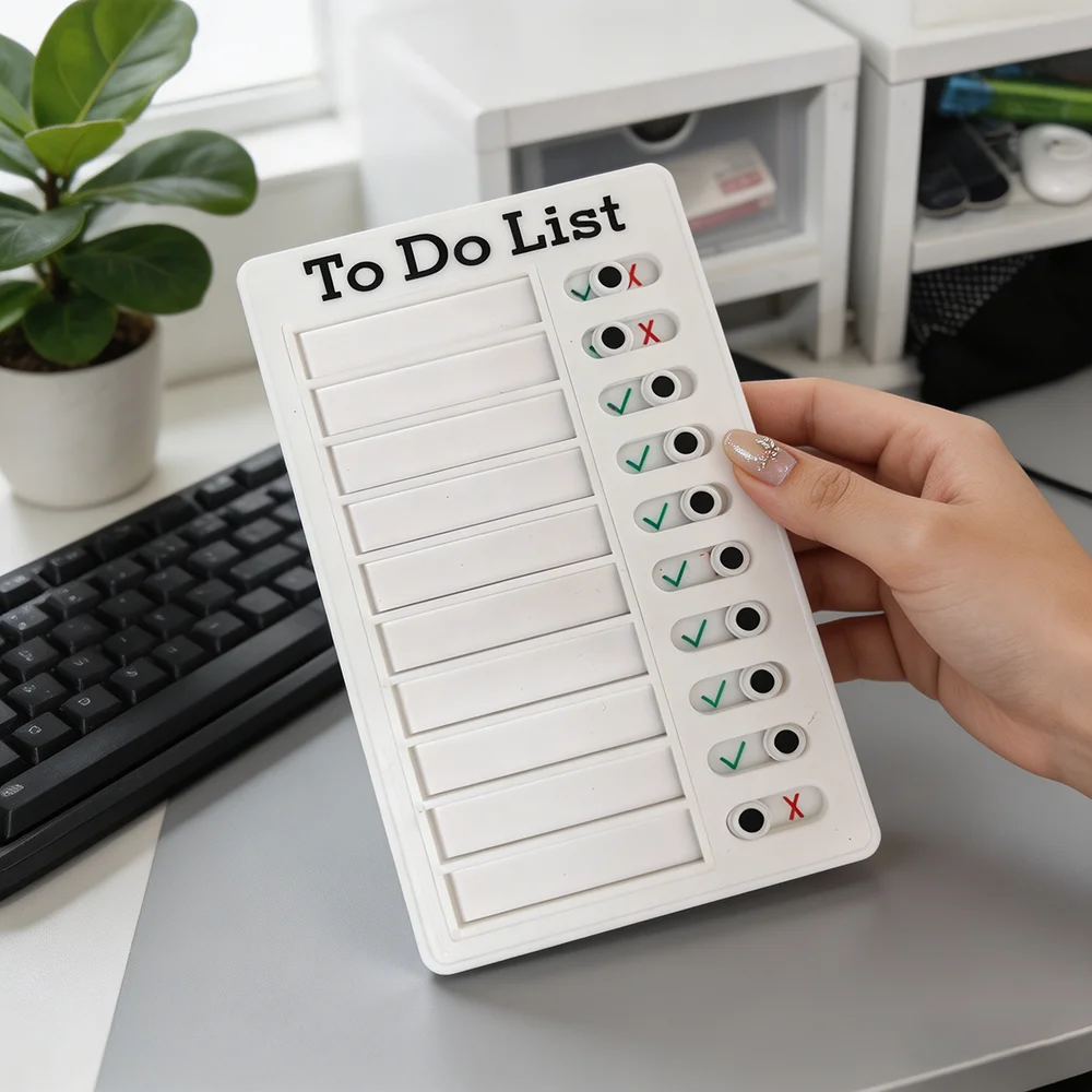 White To-Do List Planner Board with Sliding Checkers, Habit Tracker for Students and Office
White To-Do List Planner Board with Sliding Checkers, Habit Tracker for Students and Office