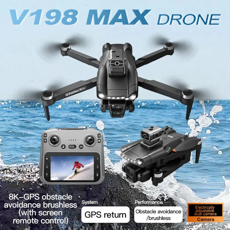 2026New V198Max GPS MAX Drone with 8k professional HD camera 5G WiFi Brushless laser barrier avoidance Folding quadcopter
2026New V198Max GPS MAX Drone with 8k professional HD camera 5G WiFi Brushless laser barrier avoidance Folding quadcopter