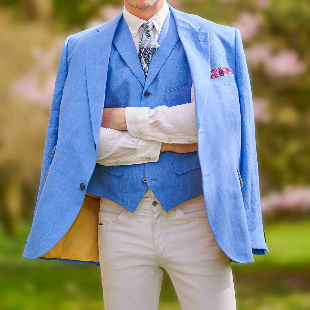 3 Pieces Linen Men's Suits Casual Single Breasted Slim Fit Summer Linen Suitgs For Groomsemen Wedding (Blazer+Vest+Pants)
3 Pieces Linen Men's Suits Casual Single Breasted Slim Fit Summer Linen Suitgs For Groomsemen Wedding (Blazer+Vest+Pants)
