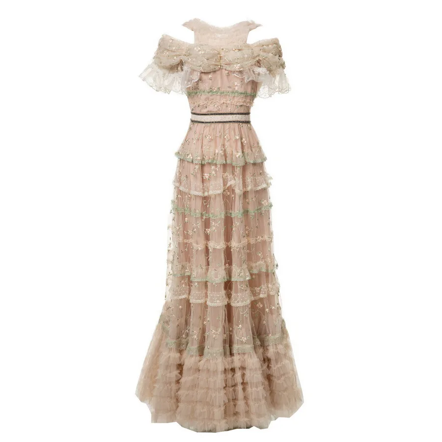 Meyyithun Women's Dress Flowers Embroidery Beading Maxi Dress Short sleeves Layered Ruffles Vintage Party Dress 250611MZ01
Meyyithun Women's Dress Flowers Embroidery Beading Maxi Dress Short sleeves Layered Ruffles Vintage Party Dress 250611MZ01