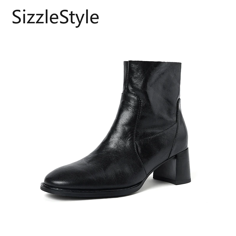 Fashionable Women's Solid Color Round Nose Genuine Leather Simple Sewing Side Zipper Thick Heel Versatile Short Boots
Fashionable Women's Solid Color Round Nose Genuine Leather Simple Sewing Side Zipper Thick Heel Versatile Short Boots
