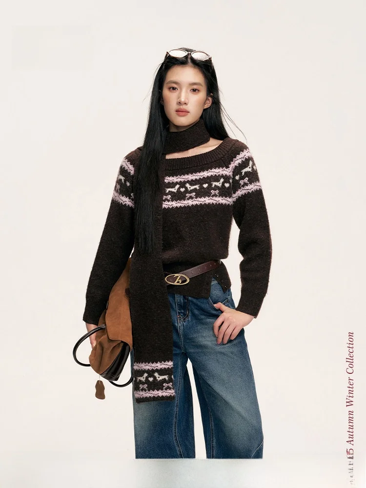 Liilou Fair Isle Wool Blend One oulder Fun Island Sweater Scarf Two Piece Set Autumn Winter Ele Sle Slim Fit Long Sve
Liilou Fair Isle Wool Blend One oulder Fun Island Sweater Scarf Two Piece Set Autumn Winter Ele Sle Slim Fit Long Sve