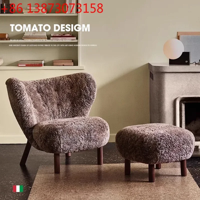Cream retro lamb wool designer wabi wind solid wood living room balcony casual single sofa chair
Cream retro lamb wool designer wabi wind solid wood living room balcony casual single sofa chair