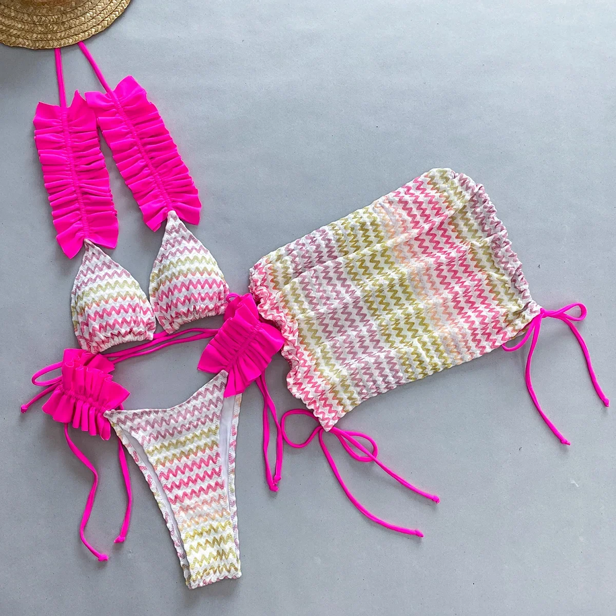 With Skirt Ruffled Frilled Bikini Female Swimsuit Women Thong Swimwear Three-pieces Bikini Set Micro Bathing Suit Swim Beachwear
With Skirt Ruffled Frilled Bikini Female Swimsuit Women Thong Swimwear Three-pieces Bikini Set Micro Bathing Suit Swim Beachwear