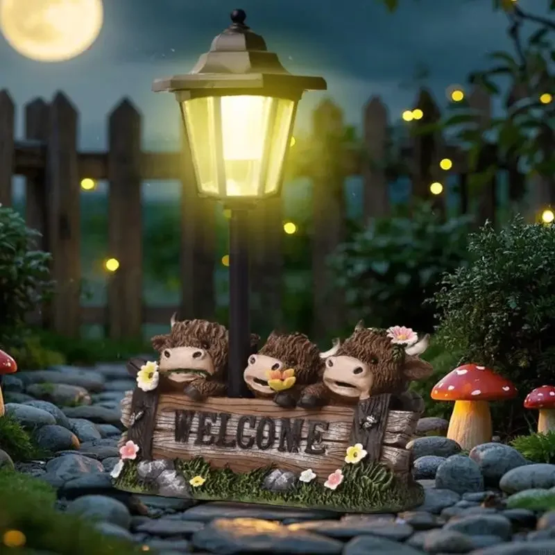 Solar Power Highlands Cow Welcome Sign Resin Garden Statue with Automatic Solar Light for Outdoor Yard Decoration B03E
Solar Power Highlands Cow Welcome Sign Resin Garden Statue with Automatic Solar Light for Outdoor Yard Decoration B03E