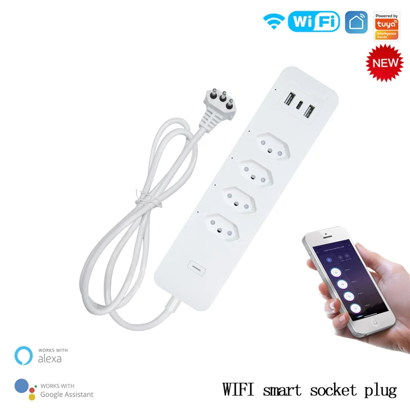 WiFi Tuya Smart Home Brazilian Socket App Voice Timing Anti-Surge Type-C and 2 USB Port Smart Charging Multifunction Plug Strip
WiFi Tuya Smart Home Brazilian Socket App Voice Timing Anti-Surge Type-C and 2 USB Port Smart Charging Multifunction Plug Strip