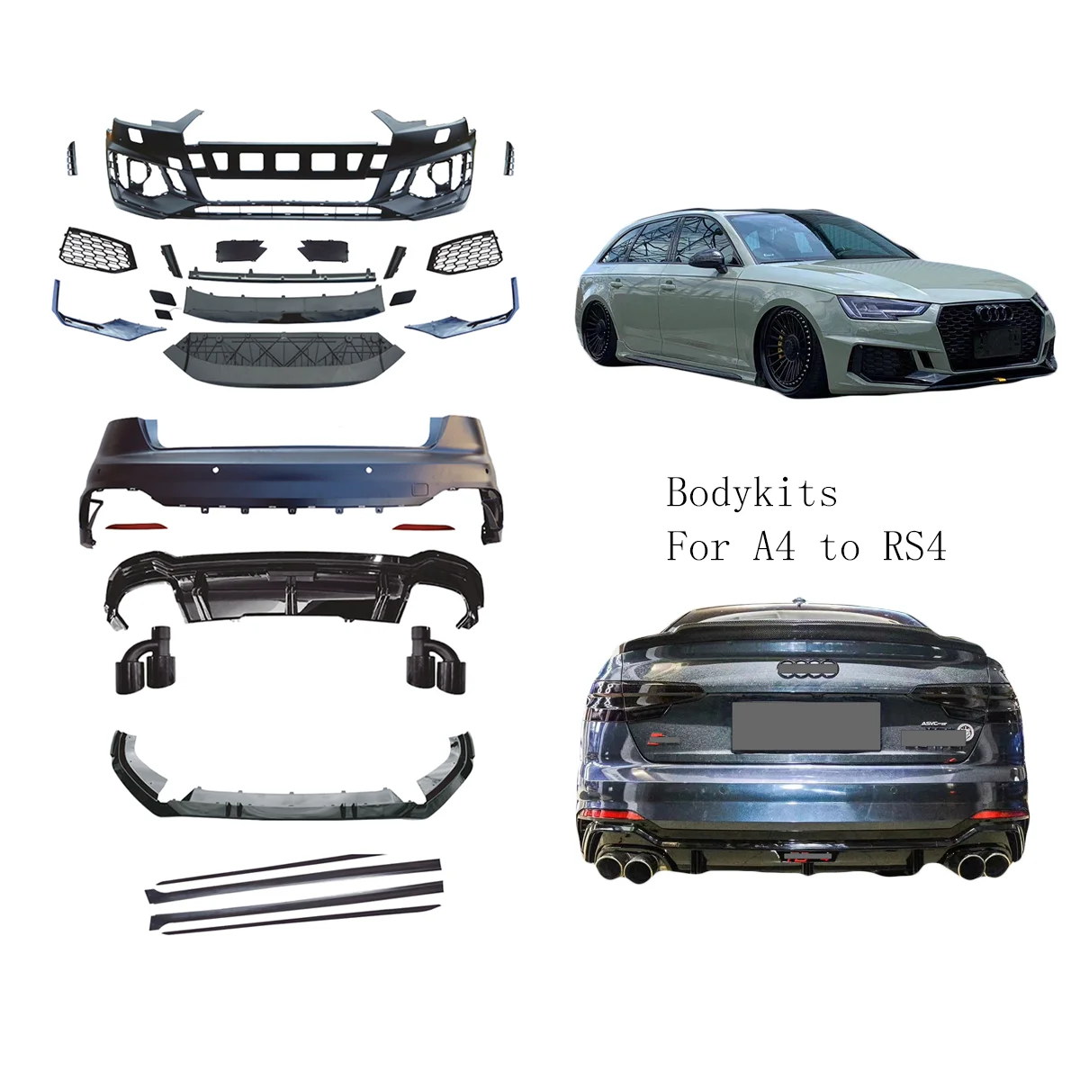 Wholesale Front&Rear Car Bumpers Lip Side Skirt for Audis A4 B8 B9 2017-2020 Refit to RS4 Body Kit Modification
Wholesale Front&Rear Car Bumpers Lip Side Skirt for Audis A4 B8 B9 2017-2020 Refit to RS4 Body Kit Modification