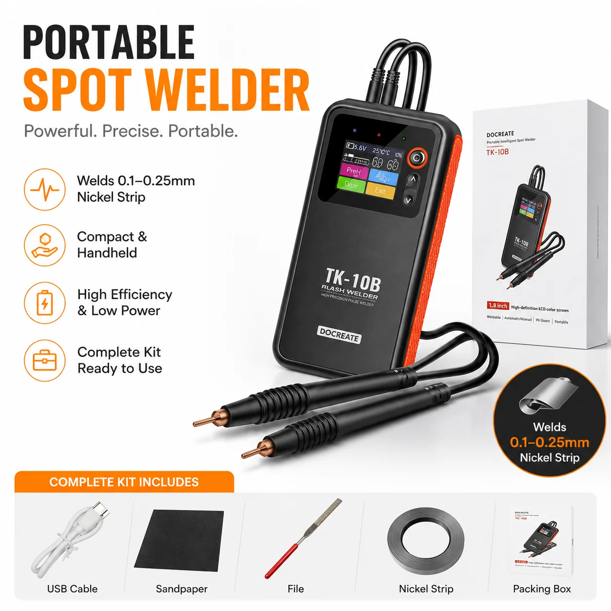 Portable Handheld Spot Welder For 18650 Lithium Batteries, Nickel Strip Welding Kit, Adjustable 0.1-0.25mm Precision
Portable Handheld Spot Welder For 18650 Lithium Batteries, Nickel Strip Welding Kit, Adjustable 0.1-0.25mm Precision