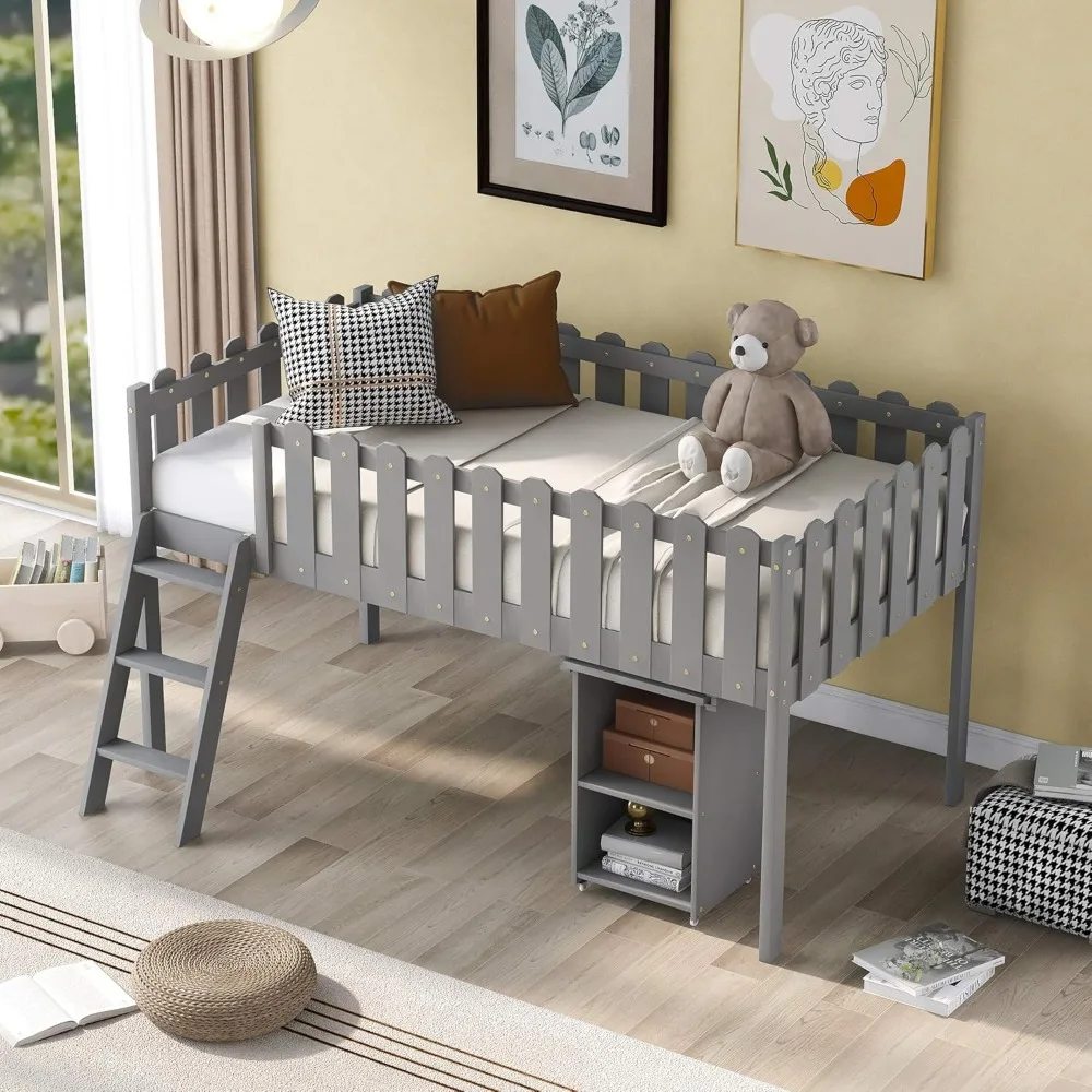 Wood Frame Multifunctional Design Kids Twin Size Loft Bed with Desk and Cabinet for Boys & Girls Bedroom (Grey)
Wood Frame Multifunctional Design Kids Twin Size Loft Bed with Desk and Cabinet for Boys & Girls Bedroom (Grey)