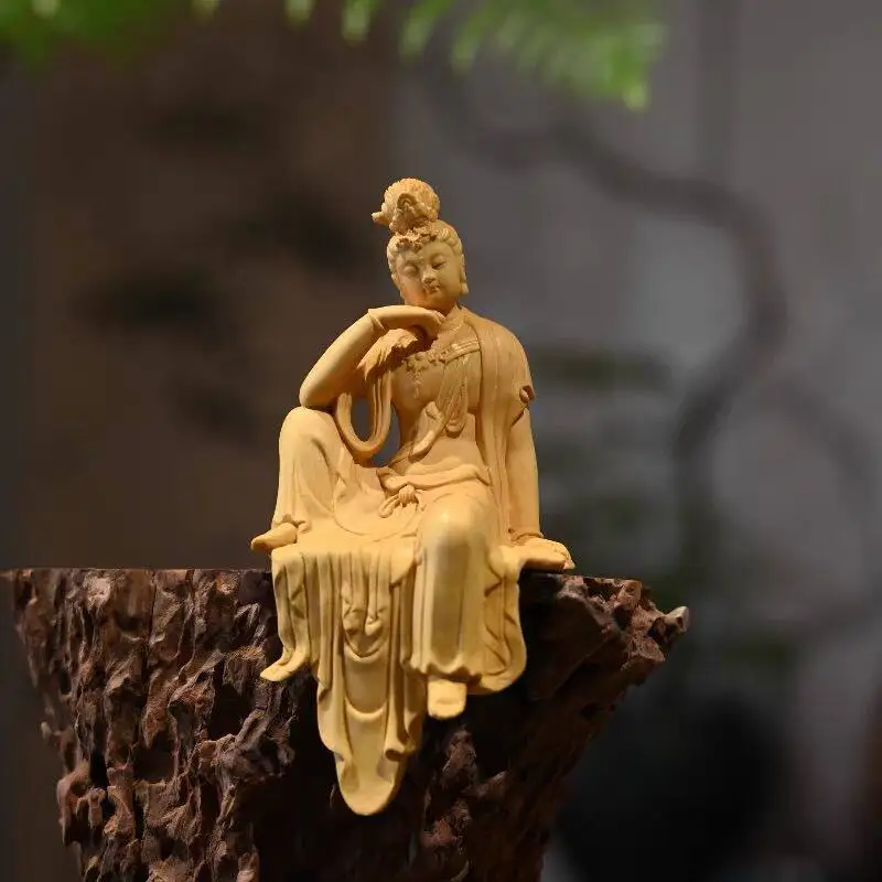 Vintage boxwood carving Guanyin Bodhisattva Buddha statue home tea room tea table Zen ornaments creative handicrafts
Vintage boxwood carving Guanyin Bodhisattva Buddha statue home tea room tea table Zen ornaments creative handicrafts