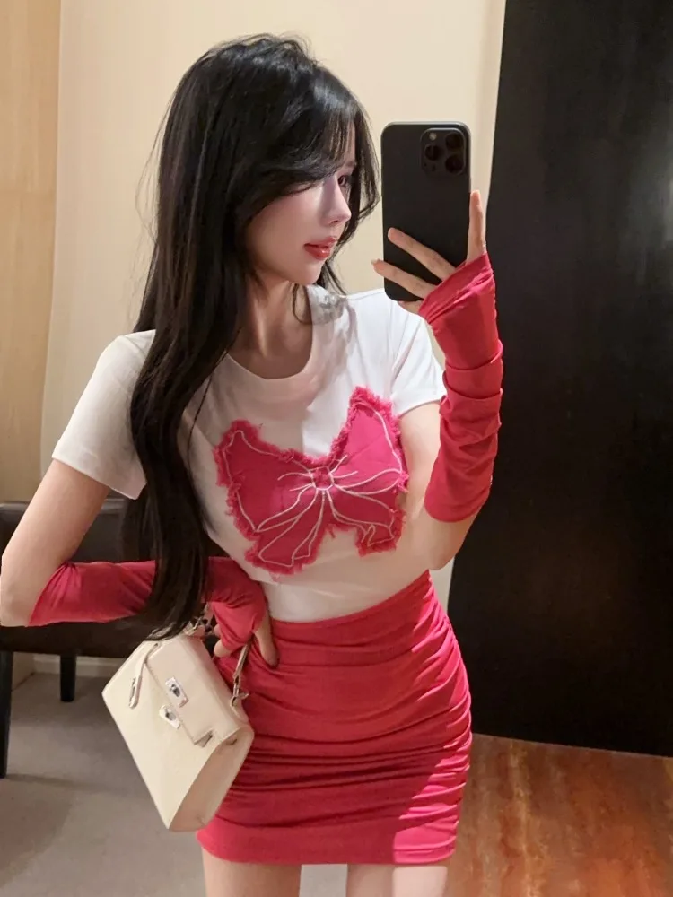 Sweet Knot round Neck Short Sleeve T-Shirt with Sleeve Cover Top Spring Sexy Pleated Skirt Set Women's Fashion
Sweet Knot round Neck Short Sleeve T-Shirt with Sleeve Cover Top Spring Sexy Pleated Skirt Set Women's Fashion