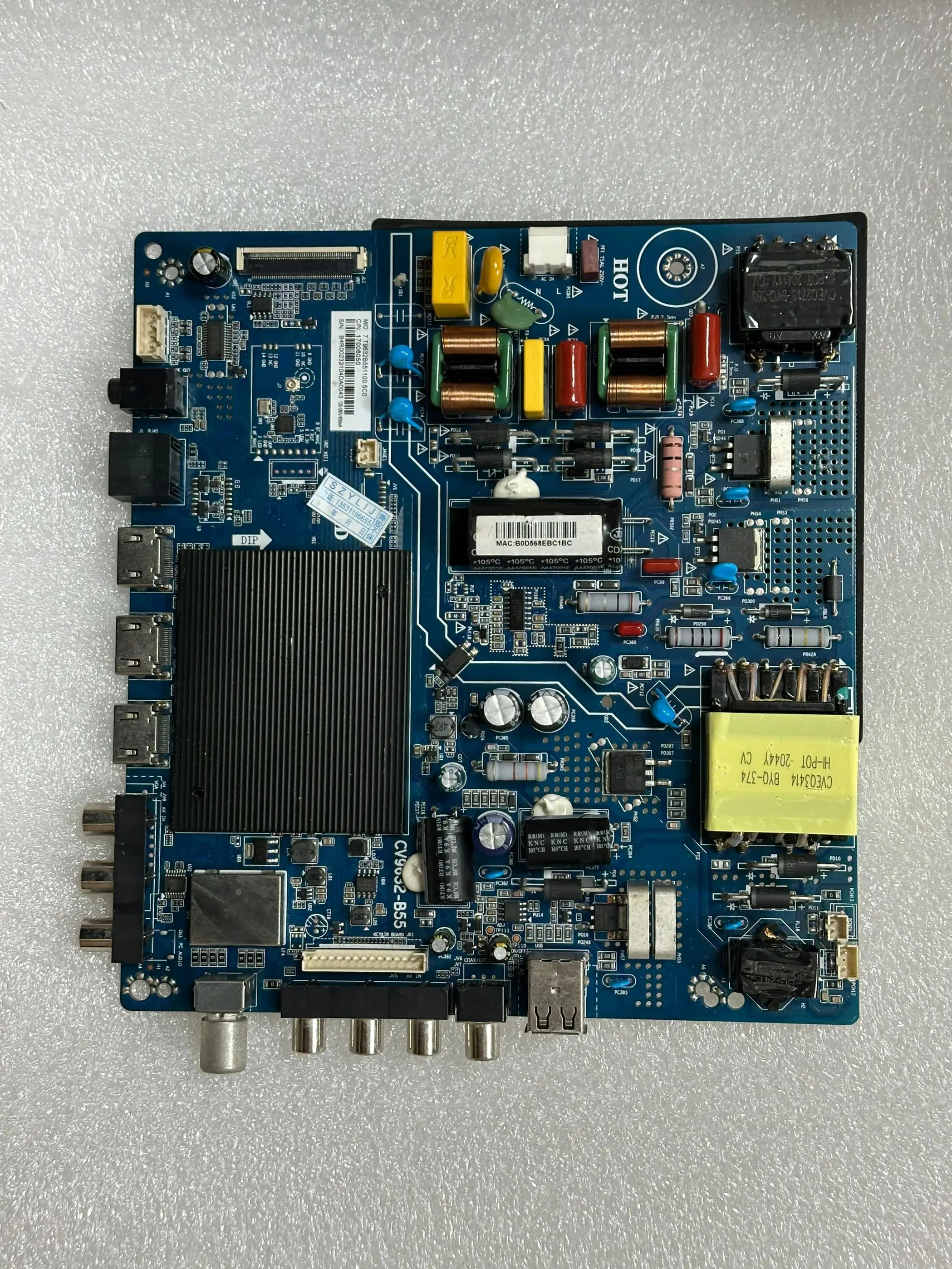 Оригинальная материнская плата для телевизора CV9632-B55 3-в-1, тест 1G + 8G, внешняя материнская плата 4K
Оригинальная материнская плата для телевизора CV9632-B55 3-в-1, тест 1G + 8G, внешняя материнская плата 4K