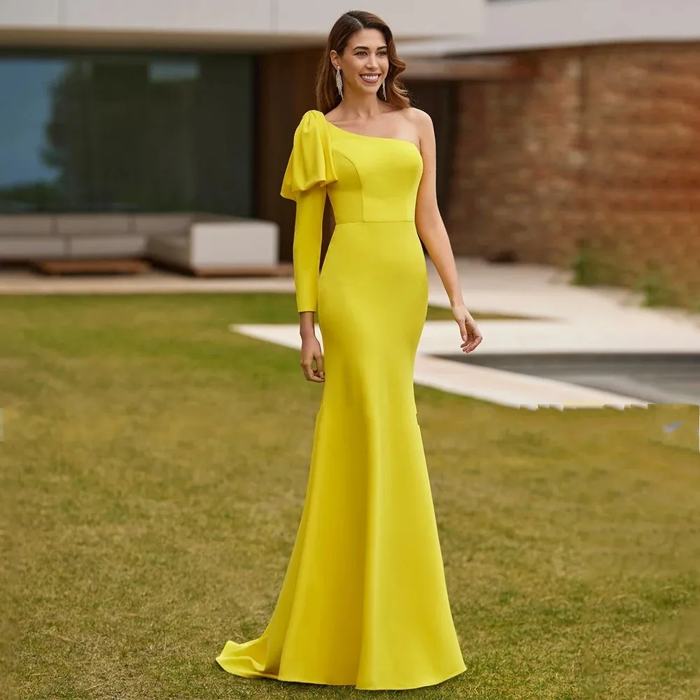 2026 New Yellow Formal Evening Dress One Shoulder Long Sleeve Big Bow Mermaid Satin Christmas Prom Pageant Party Gowns
2026 New Yellow Formal Evening Dress One Shoulder Long Sleeve Big Bow Mermaid Satin Christmas Prom Pageant Party Gowns