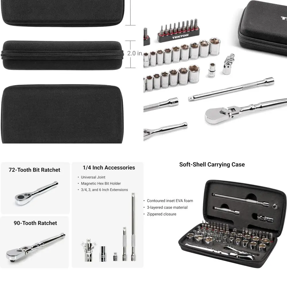 TEKTON 1/4-дюймовый привод, 6-точечный небольшой двигатель, неглубокая головка, бит и набор трещоток с гибкой головкой, невысокосъемный, с футляром (50 шт.)
TEKTON 1/4-дюймовый привод, 6-точечный небольшой двигатель, неглубокая головка, бит и набор трещоток с гибкой головкой, невысокосъемный, с футляром (50 шт.)