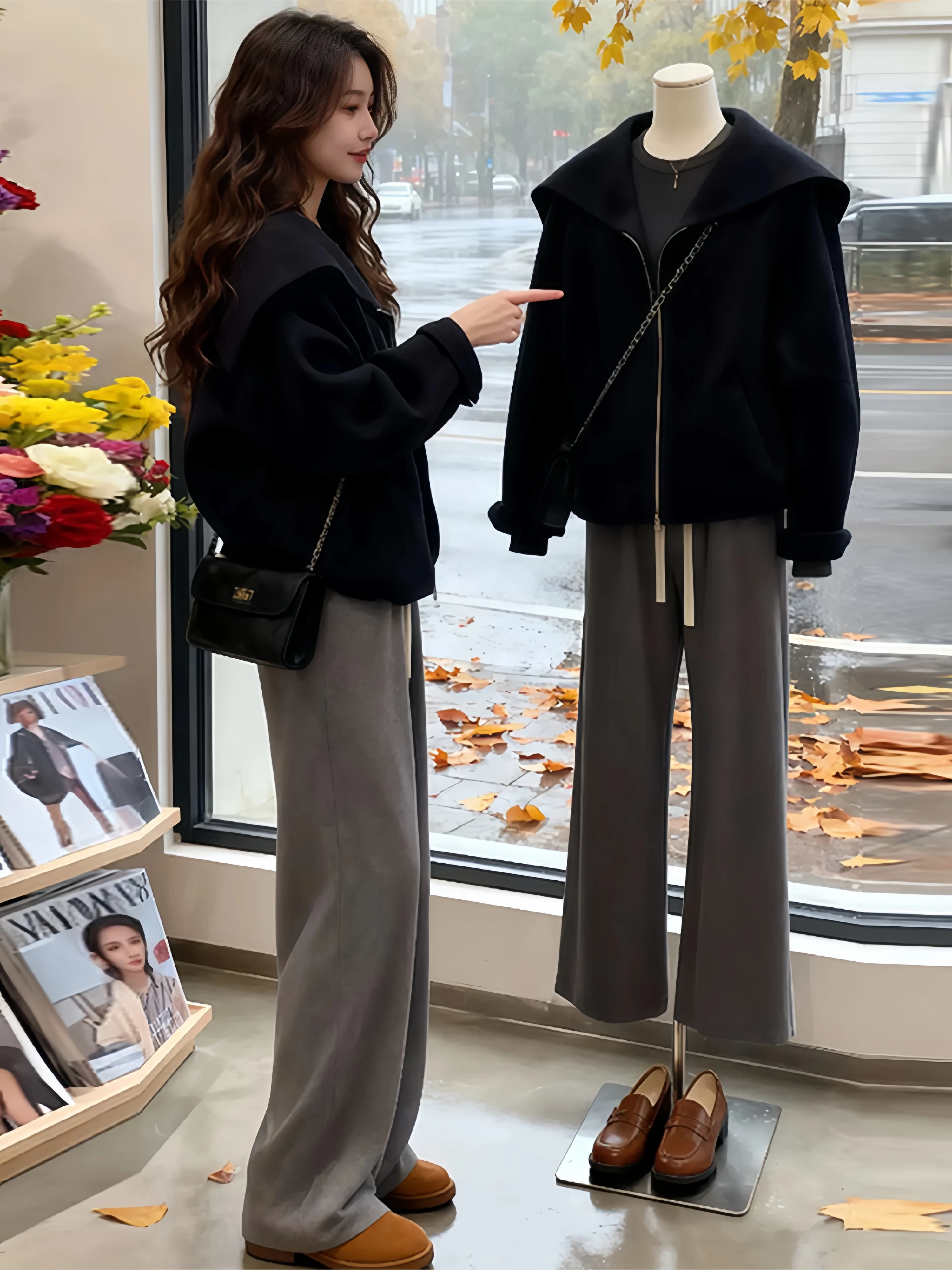 Double-Faced Woolen Short Coat Black Large Collar Women's Outerwear Korean Style Commute Loose Fit Polyester Fiber
Double-Faced Woolen Short Coat Black Large Collar Women's Outerwear Korean Style Commute Loose Fit Polyester Fiber