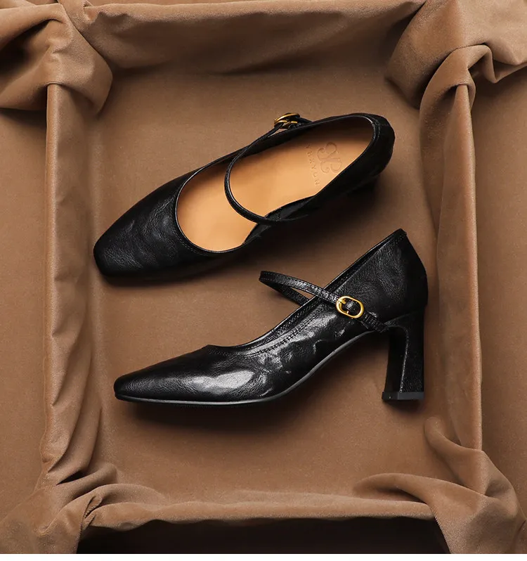 SHOEBOX French Retro Round-Toe Chunky-Heel Genuine Leather Mary Jane Shoes for Women – Fashionable Single-Strap High Heel
SHOEBOX French Retro Round-Toe Chunky-Heel Genuine Leather Mary Jane Shoes for Women – Fashionable Single-Strap High Heel