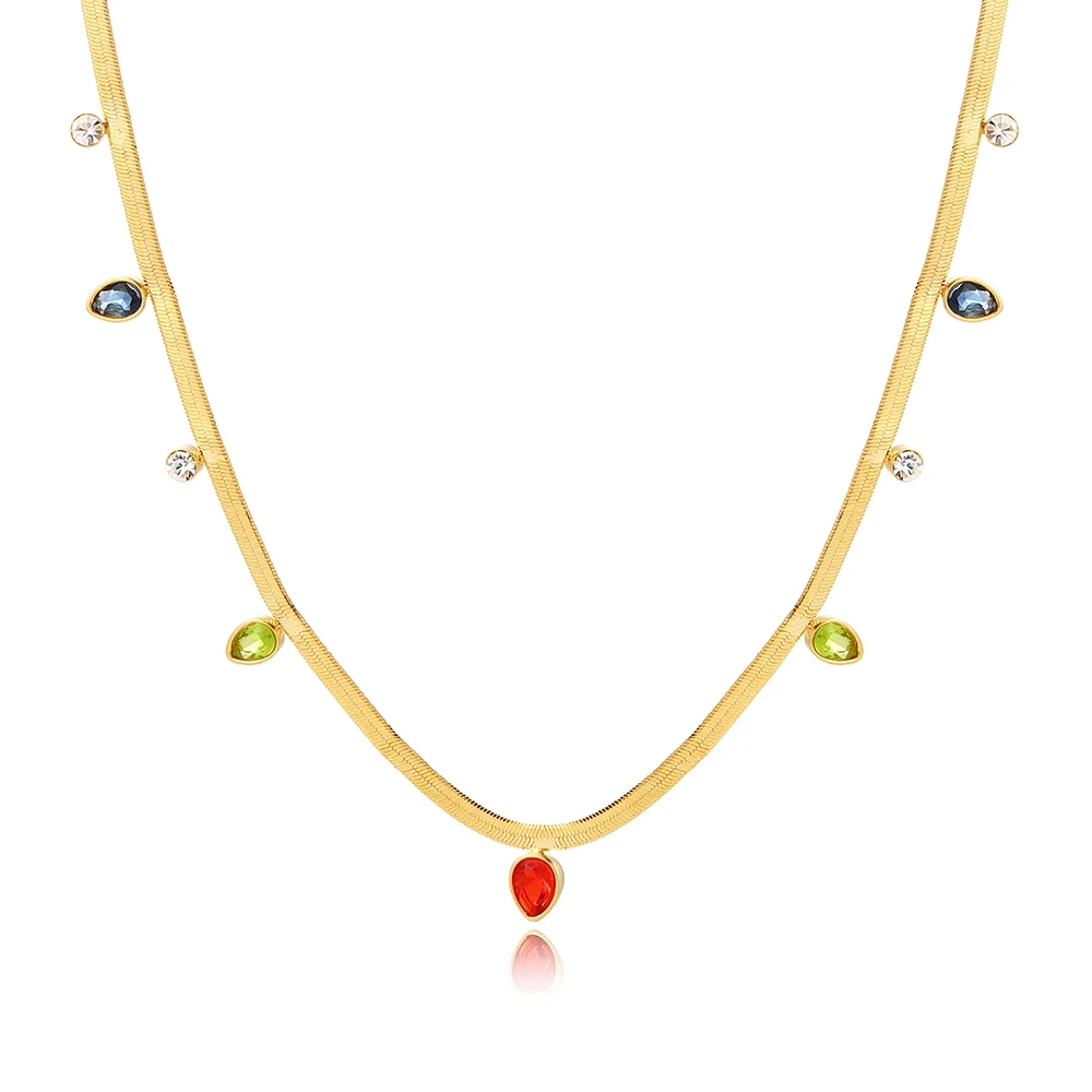 Vintage Rainbow Oval Zircon Necklace Flat Snake Bone Chain Blade Chain Square Emerald Pendant Necklace Women Drop
Vintage Rainbow Oval Zircon Necklace Flat Snake Bone Chain Blade Chain Square Emerald Pendant Necklace Women Drop