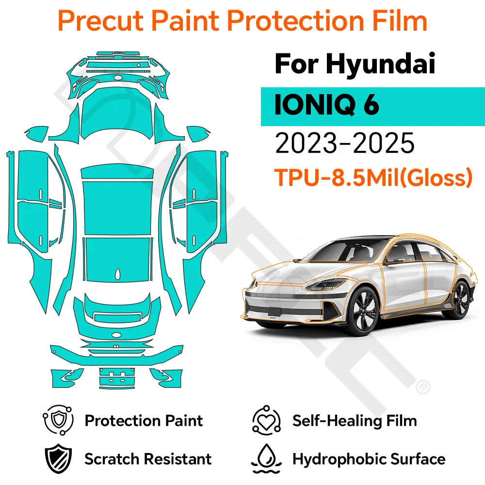 For Hyundai Ioniq 6 2023 2024 Clear TPU Precut PPF Paint Protection Film 8.5mil Anti-Scratch Self-Adhesive Car Exterior Wrap
For Hyundai Ioniq 6 2023 2024 Clear TPU Precut PPF Paint Protection Film 8.5mil Anti-Scratch Self-Adhesive Car Exterior Wrap