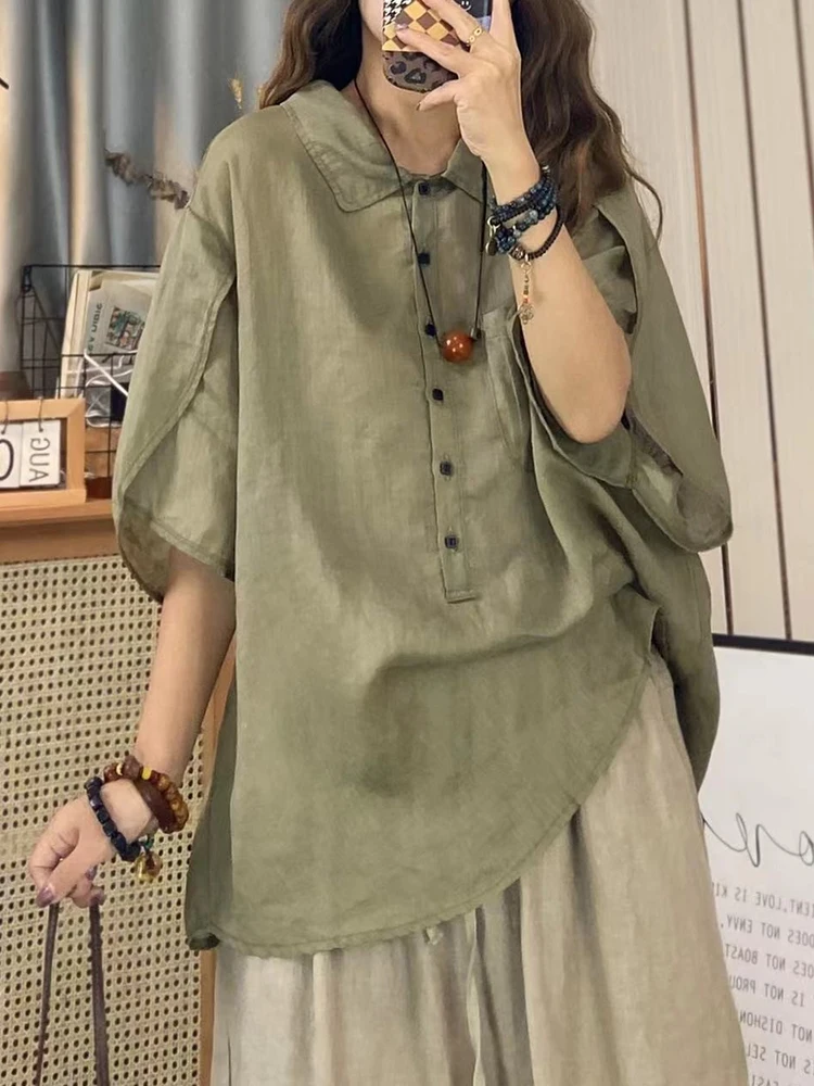 Retro Loose Cotton Linen Shirt Women's Casual Artistic Five-Button Short-Sleeve Shirt Commute Style Fashion Summer 2023
Retro Loose Cotton Linen Shirt Women's Casual Artistic Five-Button Short-Sleeve Shirt Commute Style Fashion Summer 2023