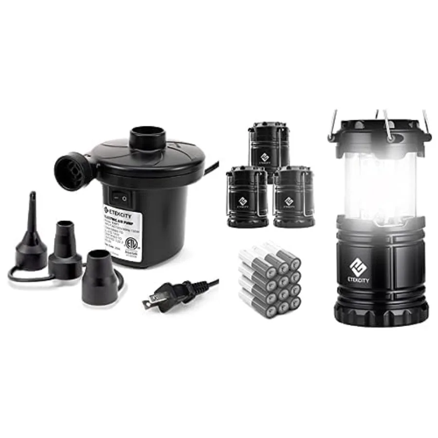 Electric Air Pump Camping Lantern 4 Pack for outdoor use, ABS plastic, black, dual-function with fast inflation and bright LED
Electric Air Pump Camping Lantern 4 Pack for outdoor use, ABS plastic, black, dual-function with fast inflation and bright LED