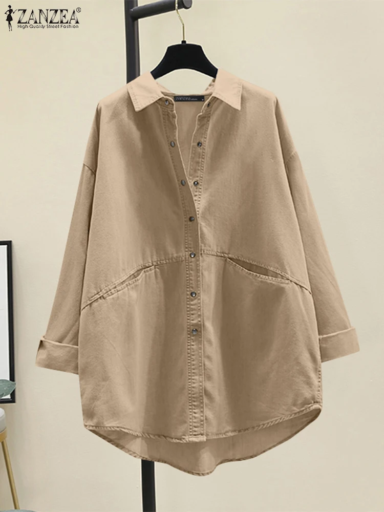 ZANZEA Women Pokets Long Sleeve Tops Korean Stylish Solid Color Blouse Fashion Lapel Collar Shirts Holiday 2025 Spring Tunics
ZANZEA Women Pokets Long Sleeve Tops Korean Stylish Solid Color Blouse Fashion Lapel Collar Shirts Holiday 2025 Spring Tunics