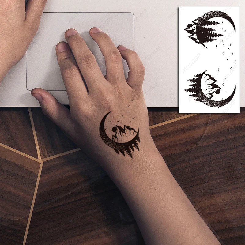Lunar Moon Tattoo Stickers Mountain Bird Trees Forest New Element Body Art Temporary Fake Tatto for Women Men Kids
Lunar Moon Tattoo Stickers Mountain Bird Trees Forest New Element Body Art Temporary Fake Tatto for Women Men Kids