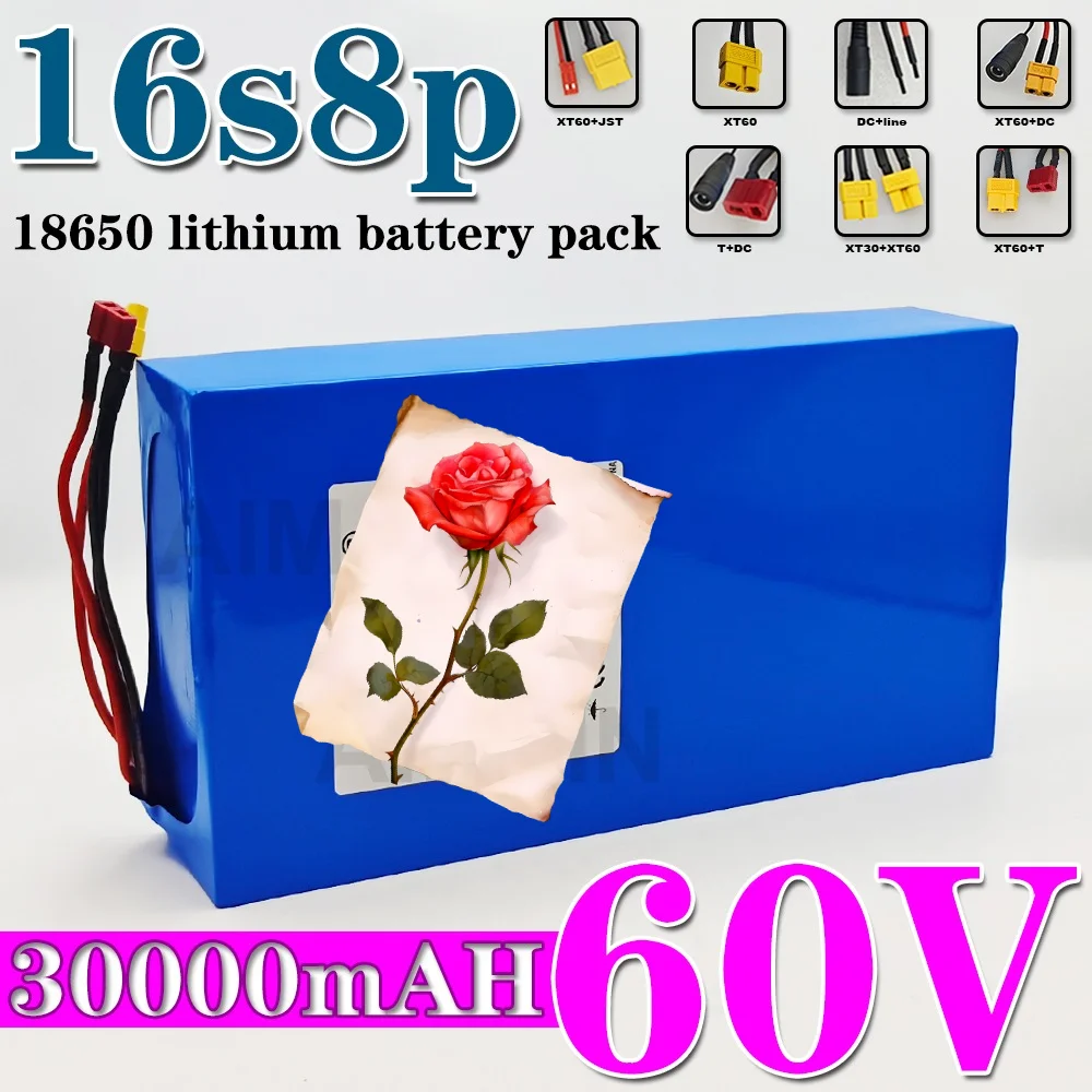 60V battery 3000mAh high-power 16S8P battery pack 2000W 67.2V lithium battery with built-in BMS
60V battery 3000mAh high-power 16S8P battery pack 2000W 67.2V lithium battery with built-in BMS