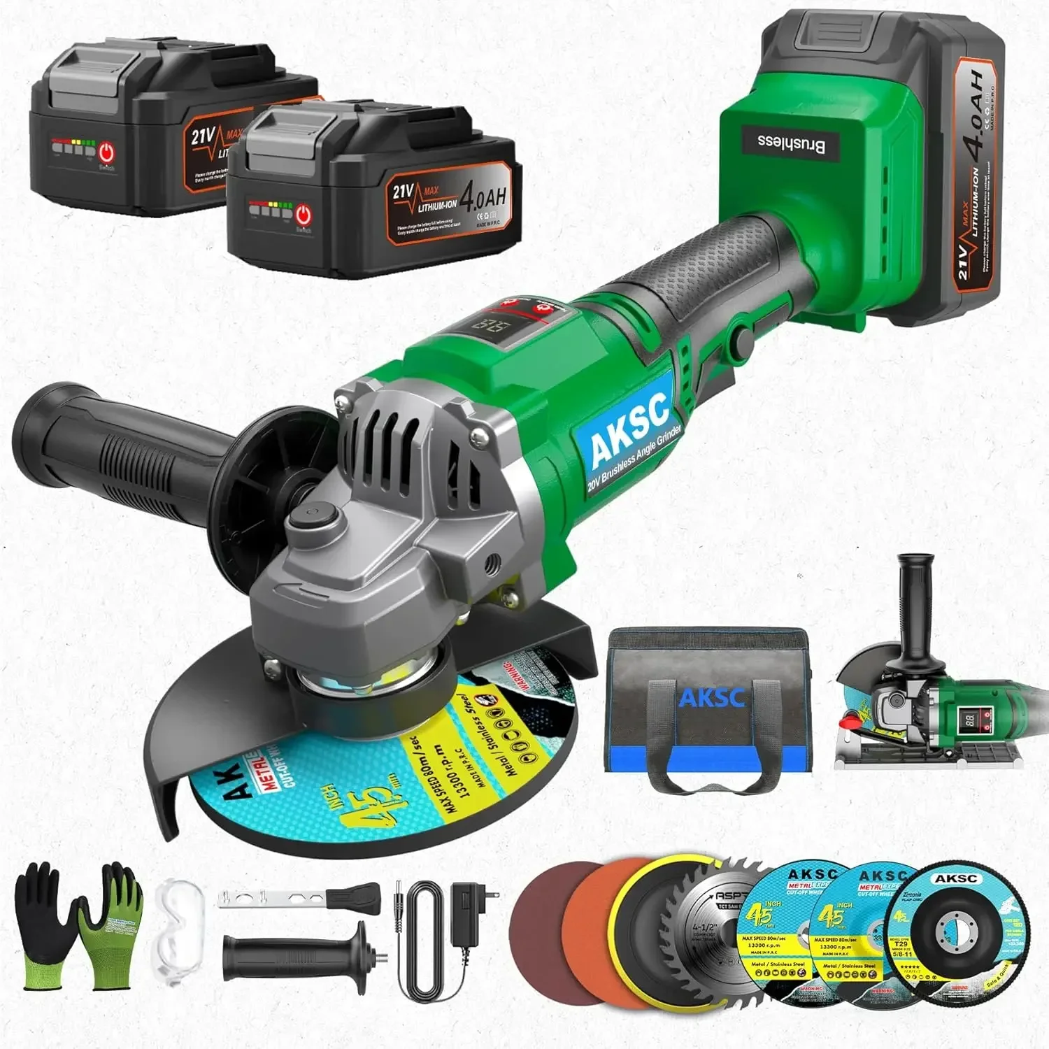 Cordless Angle Grinder 4-1/2 inch, 20V Max Battery Power Electric Grinders w/3 Speed, Brushless Motor, LED Light, Grinding Disc
Cordless Angle Grinder 4-1/2 inch, 20V Max Battery Power Electric Grinders w/3 Speed, Brushless Motor, LED Light, Grinding Disc