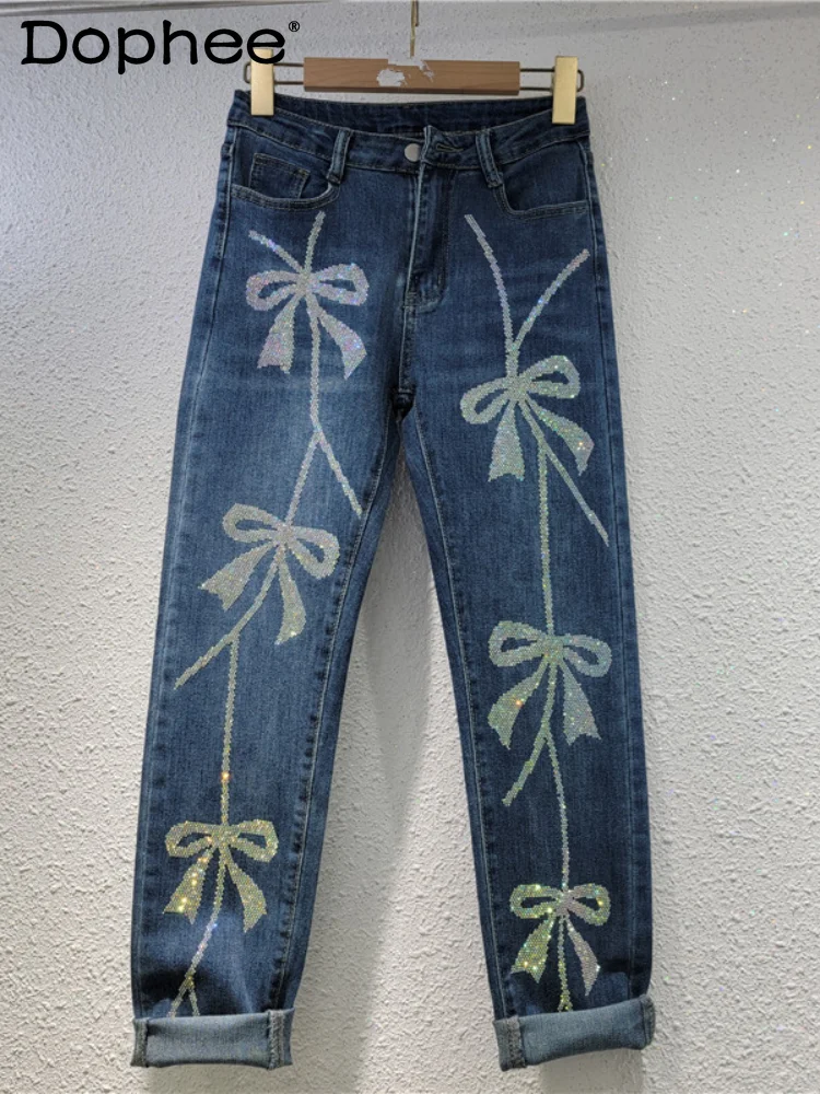Bow Rhinestone Denim Skinny Pants Women 2024 Autumn New Elastic High Waist Jeans Slim Slimming European Goods Cropped Pants
Bow Rhinestone Denim Skinny Pants Women 2024 Autumn New Elastic High Waist Jeans Slim Slimming European Goods Cropped Pants