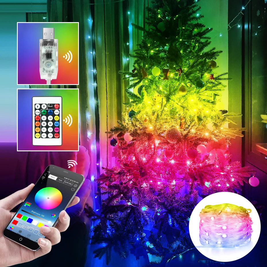Dreamcolor USB LED String Light APP Control Programmable Fairy Lights WS2812B RGBIC Christmas String For Wedding Decoration
Dreamcolor USB LED String Light APP Control Programmable Fairy Lights WS2812B RGBIC Christmas String For Wedding Decoration