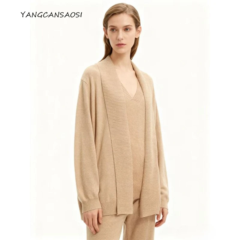Women's Fashion Autumn/Winter Clothing Natural Mulberry Silk Cashmere Blended Knitted Coat Thickened Shawl Cardigan Sweater
Women's Fashion Autumn/Winter Clothing Natural Mulberry Silk Cashmere Blended Knitted Coat Thickened Shawl Cardigan Sweater