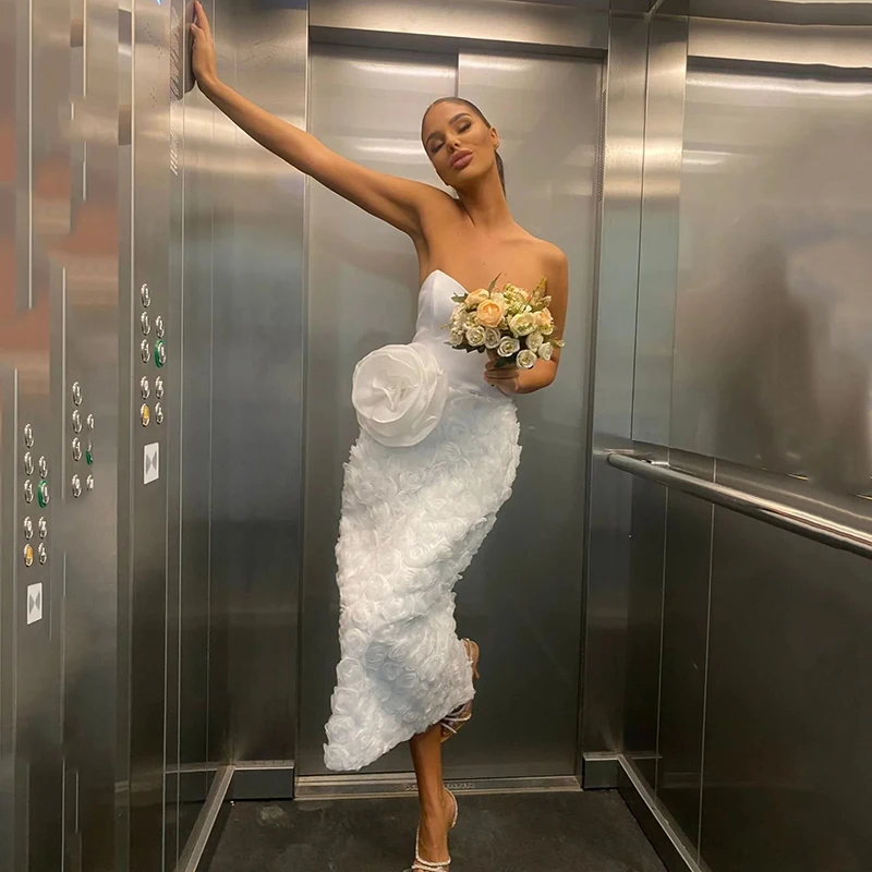 Eightree Simple White Wedding Dresses Women Sweetheart Tea Length Flower Wedding Gowns Saudi Arabia Bridal Prom Dress Customized
Eightree Simple White Wedding Dresses Women Sweetheart Tea Length Flower Wedding Gowns Saudi Arabia Bridal Prom Dress Customized