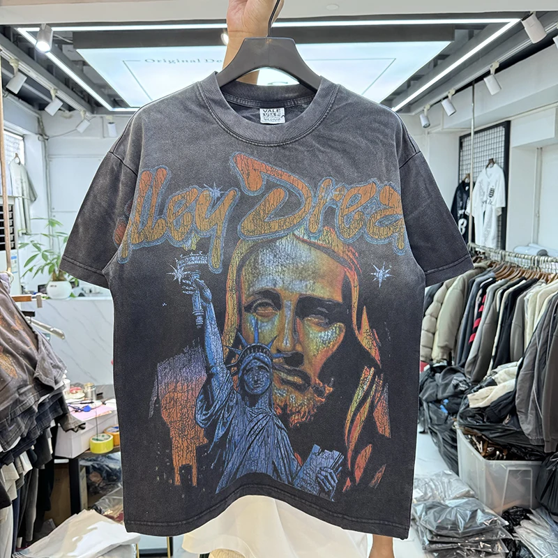 High Quality Cracked Letter Sculpture Print Street Retro Washed Loose Short Sleeve T-Shirt for Men And Women Trendy round Neck
High Quality Cracked Letter Sculpture Print Street Retro Washed Loose Short Sleeve T-Shirt for Men And Women Trendy round Neck