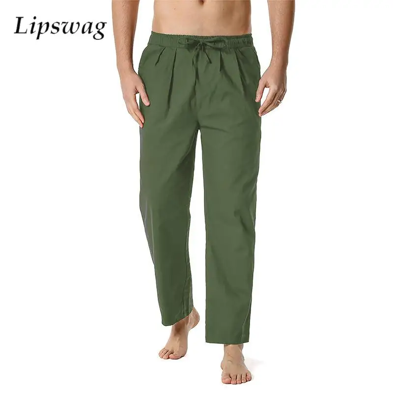 2024 Spring Summer Casual Pants Men Solid Color Loose Breathable Straight Trousers Mens Vintage Drawstring Lace-up Waist Pants
2024 Spring Summer Casual Pants Men Solid Color Loose Breathable Straight Trousers Mens Vintage Drawstring Lace-up Waist Pants