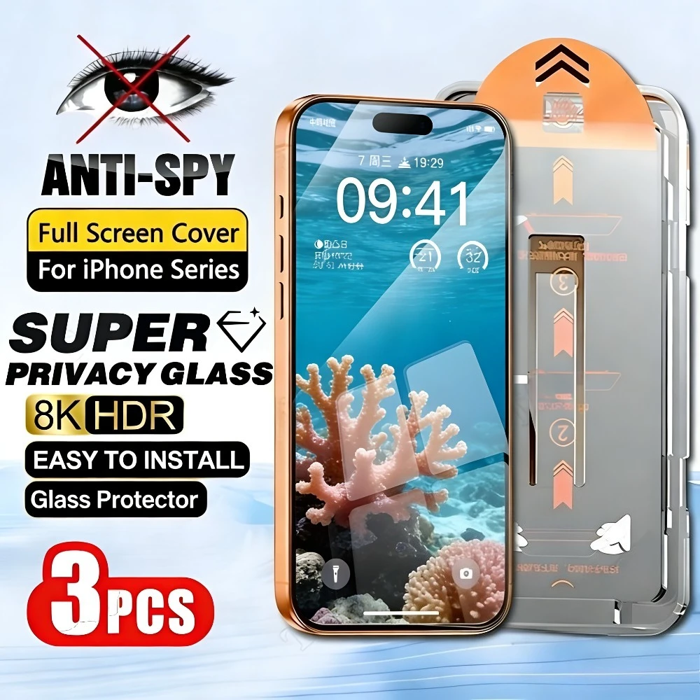 3Pcs Privacy Screen Protector for iPhone 17 16 15 14 Pro Max Air 15 16 Plus 13 12 11 Pro Mini XS XR Dust Free Installation Glass
3Pcs Privacy Screen Protector for iPhone 17 16 15 14 Pro Max Air 15 16 Plus 13 12 11 Pro Mini XS XR Dust Free Installation Glass