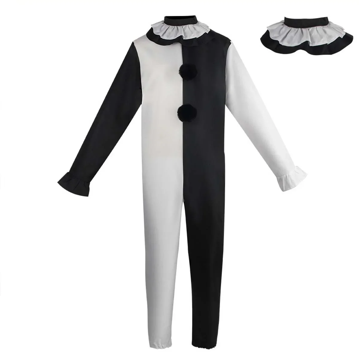 Art Clown Cosplay Costume Outfits the Killer Art Clown Jumpsuit Bodysuit Headgear for Halloween
Art Clown Cosplay Costume Outfits the Killer Art Clown Jumpsuit Bodysuit Headgear for Halloween