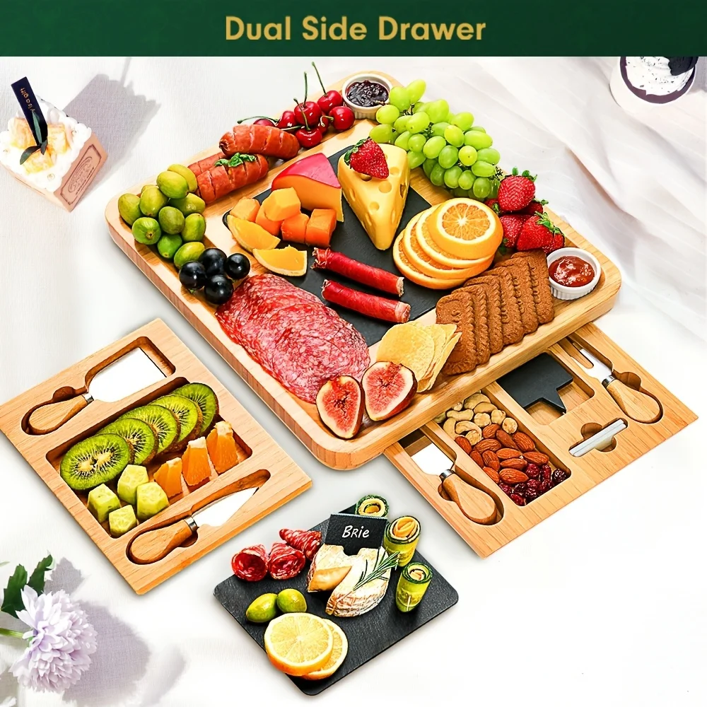 Cooking Food Bamboo Board, Appetizer And Cheese Plate With Drawers, Service Knife, 2 Ceramic Bowls - Unique Thanksgiving Home
Cooking Food Bamboo Board, Appetizer And Cheese Plate With Drawers, Service Knife, 2 Ceramic Bowls - Unique Thanksgiving Home