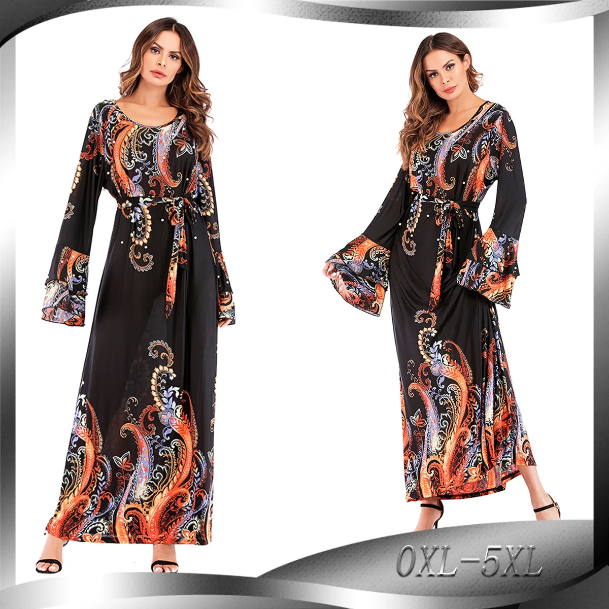 Printed Round Neck Pile Sleeve Nail Bead Ice Soft Silk Dress Women's 16070 Robe Abaya Ramadan Dubai Luxury Islam Elegant
Printed Round Neck Pile Sleeve Nail Bead Ice Soft Silk Dress Women's 16070 Robe Abaya Ramadan Dubai Luxury Islam Elegant