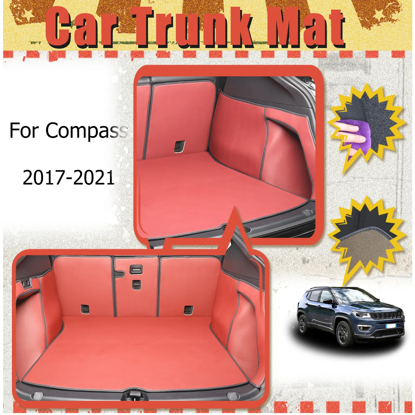 For Jeep For Compass 2017-2021 Car Trunk Mat Full Encirclement thickened three-layer PVC anti-slip wear-resistant waterproof
For Jeep For Compass 2017-2021 Car Trunk Mat Full Encirclement thickened three-layer PVC anti-slip wear-resistant waterproof