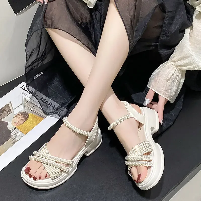 Pearl With Medium Heels Ladies Shoes Original Vintage New Breathable Fashion Women's Sandals Vip High Quality 2025 Luxury Shoe
Pearl With Medium Heels Ladies Shoes Original Vintage New Breathable Fashion Women's Sandals Vip High Quality 2025 Luxury Shoe