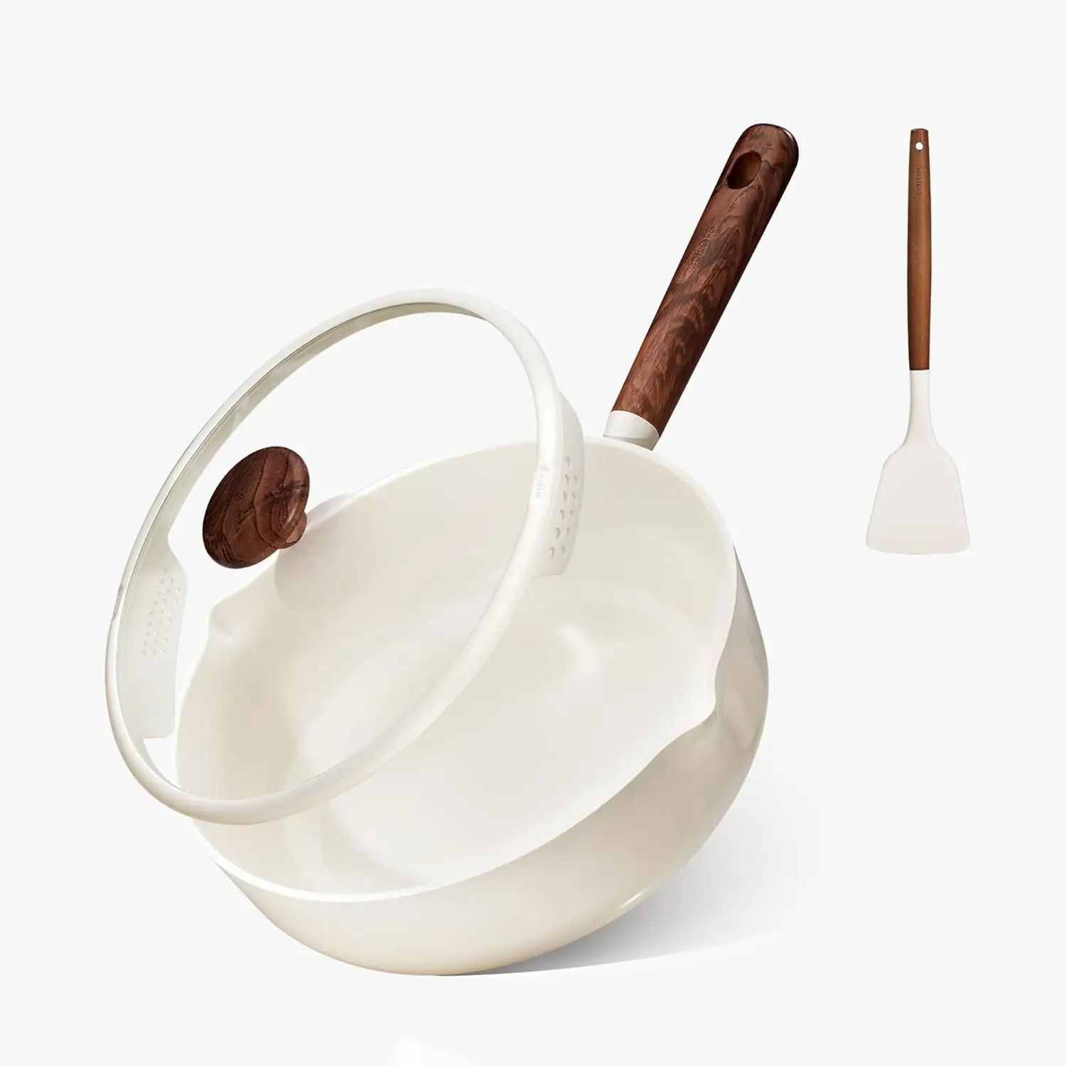 Nonstick Frying Pan 11' Ceramic Coated, 5QT Saute Pan with Colander Lid & Spatula, PFOA-Free, Induction Compatible, Cream White
Nonstick Frying Pan 11' Ceramic Coated, 5QT Saute Pan with Colander Lid & Spatula, PFOA-Free, Induction Compatible, Cream White