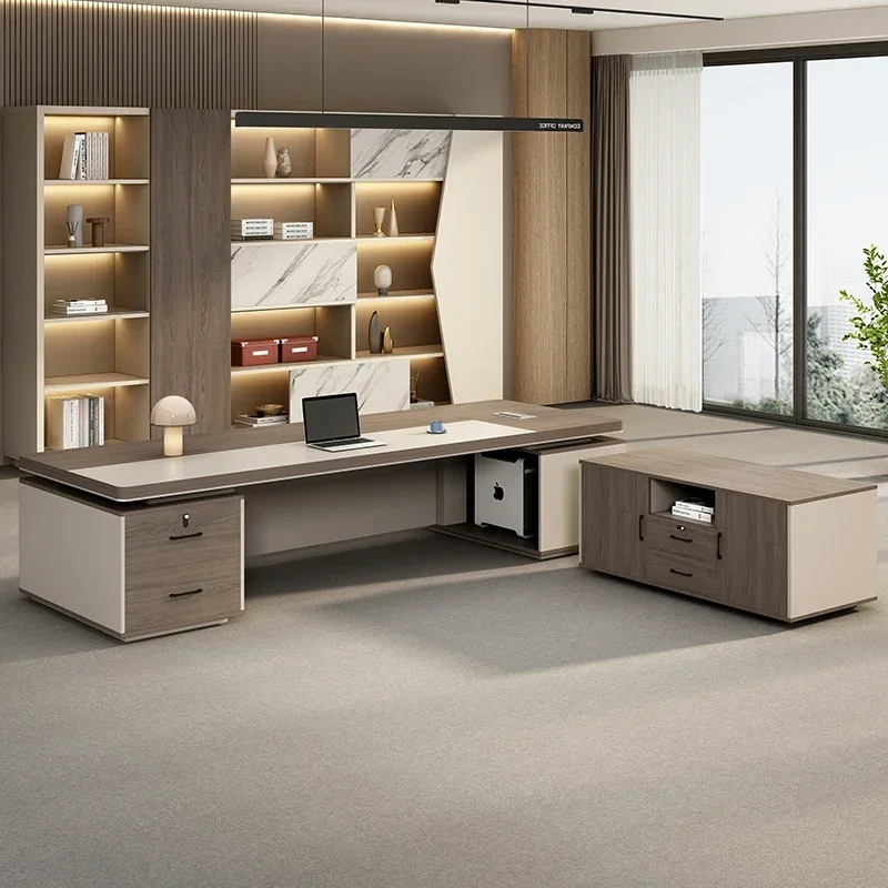 Fashion, light luxury, high-end boss desk, high-end large desk, simple and modern chairperson's office desk and chairs
Fashion, light luxury, high-end boss desk, high-end large desk, simple and modern chairperson's office desk and chairs