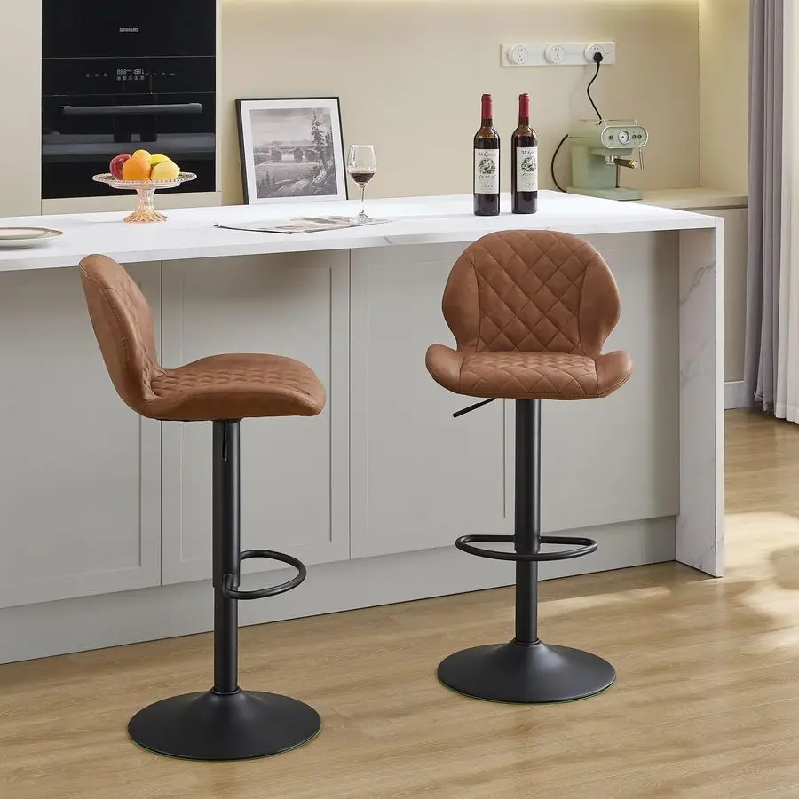 Stools Set of 2, Brown Swivel Bar Stools with Back, Adjustable Bar Stool 2433, Faux Leather Upholstered Bar Stool, Modern Counte
Stools Set of 2, Brown Swivel Bar Stools with Back, Adjustable Bar Stool 2433, Faux Leather Upholstered Bar Stool, Modern Counte