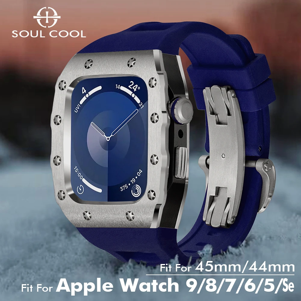 Роскошный комплект из нержавеющей стали для Apple Watch серии 9 8 7 6 5 4 SE, аксессуары для модификации, ремешок для iWatch 44 мм 45 мм
Роскошный комплект из нержавеющей стали для Apple Watch серии 9 8 7 6 5 4 SE, аксессуары для модификации, ремешок для iWatch 44 мм 45 мм