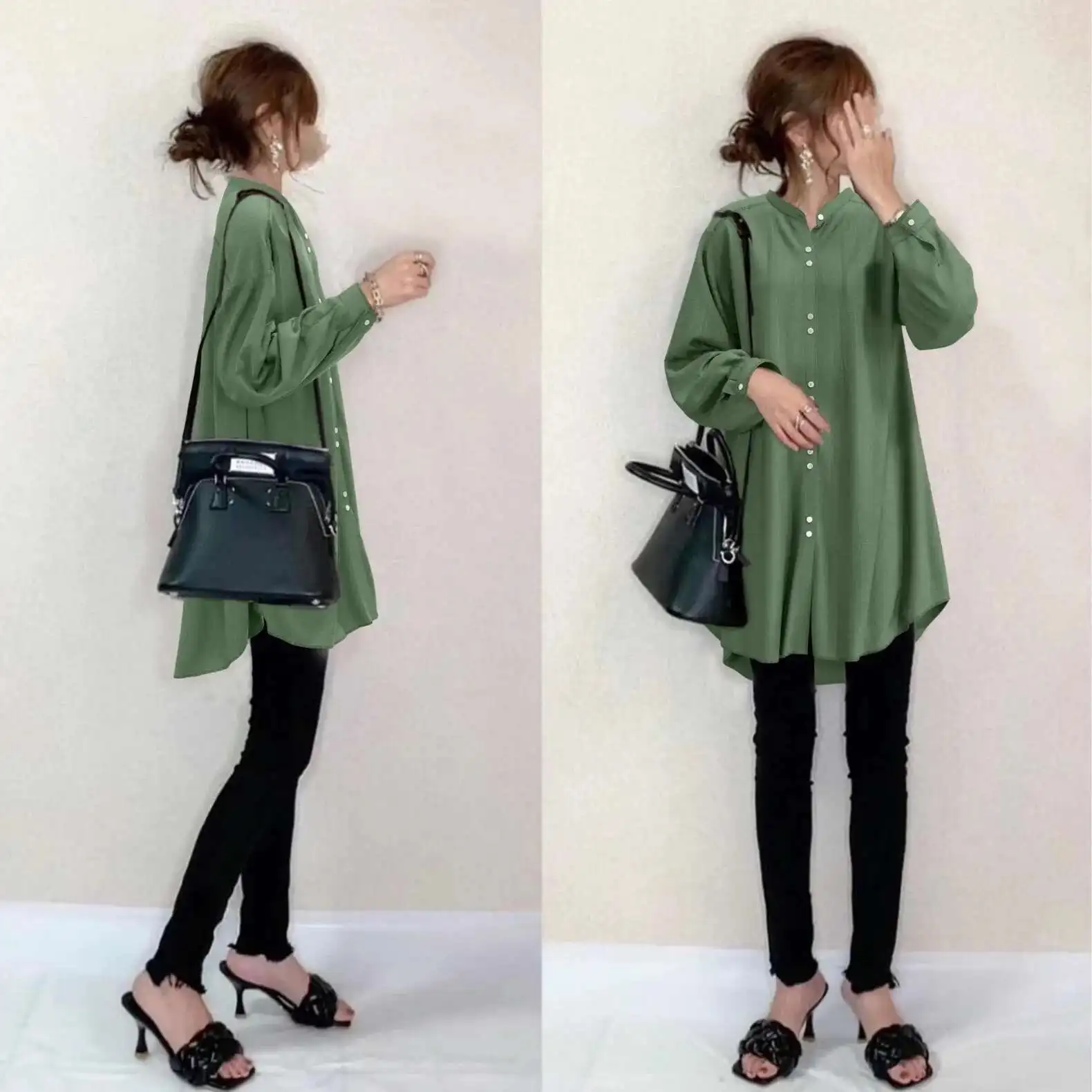 Autumn and Winter New Solid Cotton and Hemp Stand Up Neck, Contrast Button Loose Long Sleeved Casual Medium Long Shirt
Autumn and Winter New Solid Cotton and Hemp Stand Up Neck, Contrast Button Loose Long Sleeved Casual Medium Long Shirt