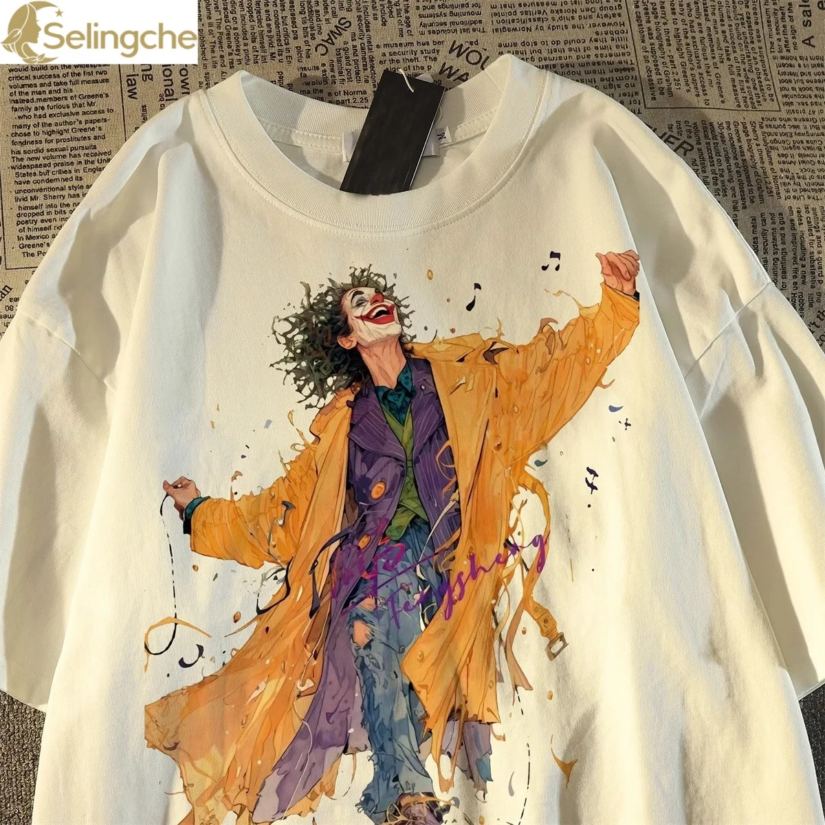 American Retro Clown Print Pure Cotton Short Sleeved T-shirt for Women and Men 2025 New Vintage Cartoon Couple Top
American Retro Clown Print Pure Cotton Short Sleeved T-shirt for Women and Men 2025 New Vintage Cartoon Couple Top