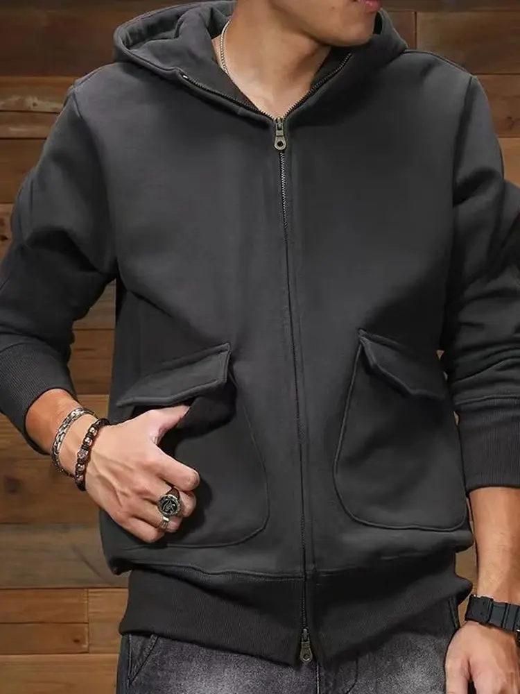 Thickened Fleece American Retro Hoodie Zipper Cardigan Motorcycle Top for Men Youth Casual Autumn Winter Fashion Hooded Jacket
Thickened Fleece American Retro Hoodie Zipper Cardigan Motorcycle Top for Men Youth Casual Autumn Winter Fashion Hooded Jacket